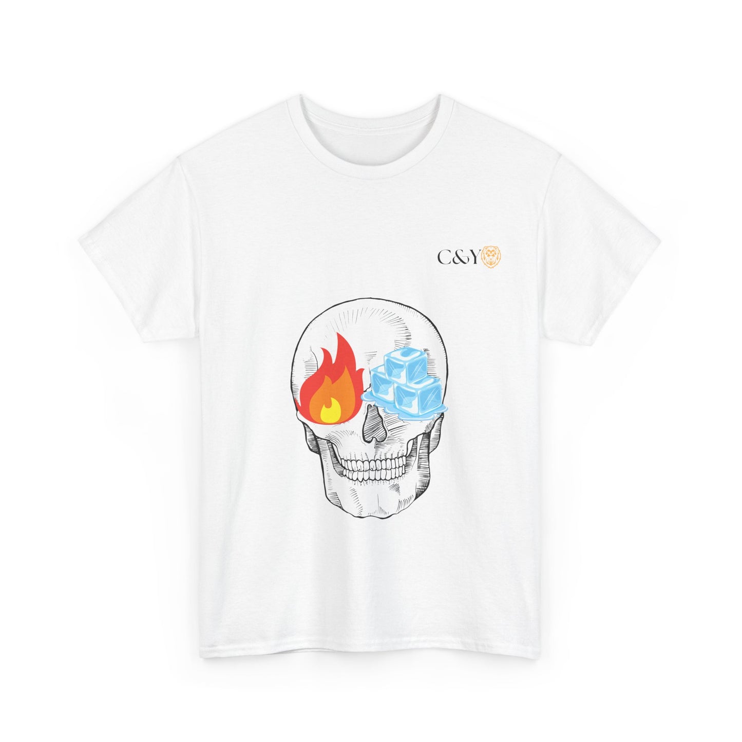 T-shirt “Skull Fire & Ice” – Coton épais unisexe, streetwear graphique