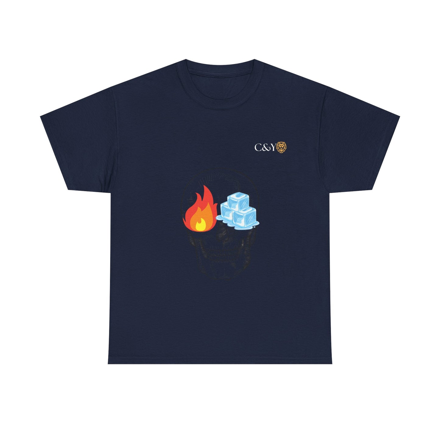 T-shirt “Skull Fire & Ice” – Coton épais unisexe, streetwear graphique