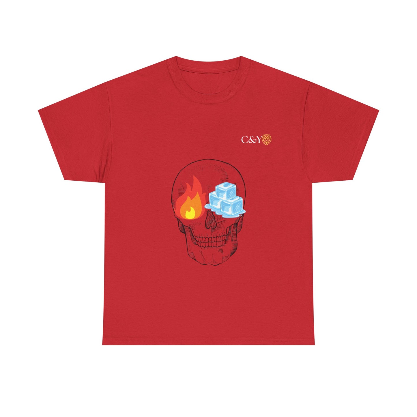 T-shirt “Skull Fire & Ice” – Coton épais unisexe, streetwear graphique