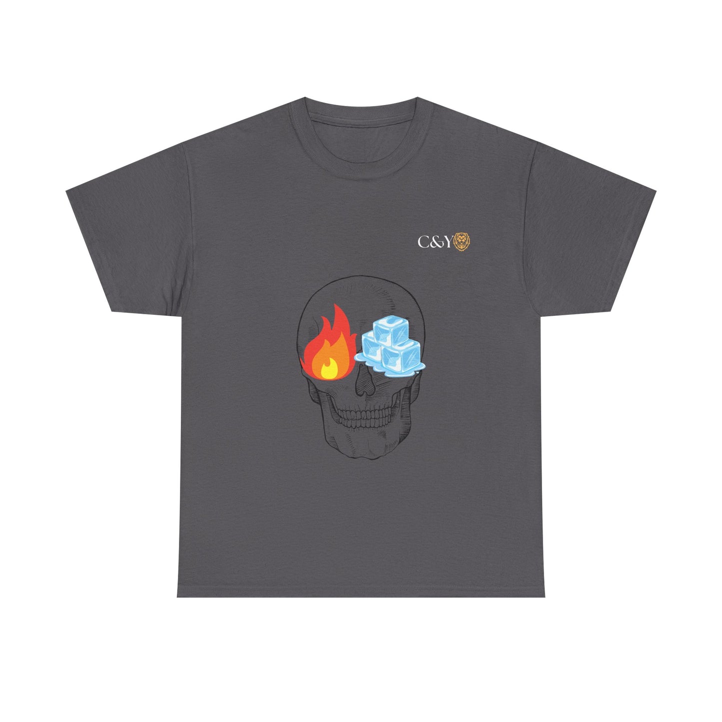 T-shirt “Skull Fire & Ice” – Coton épais unisexe, streetwear graphique