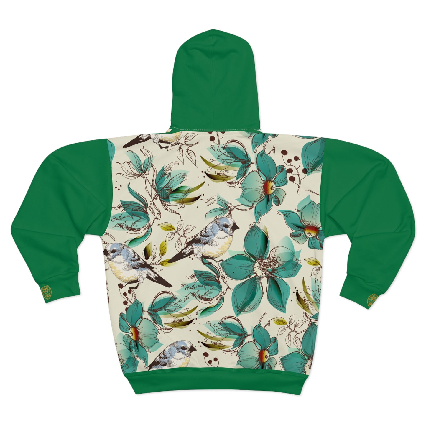 Unisex Zip Hoodie Bird Garden” – Vert botanique