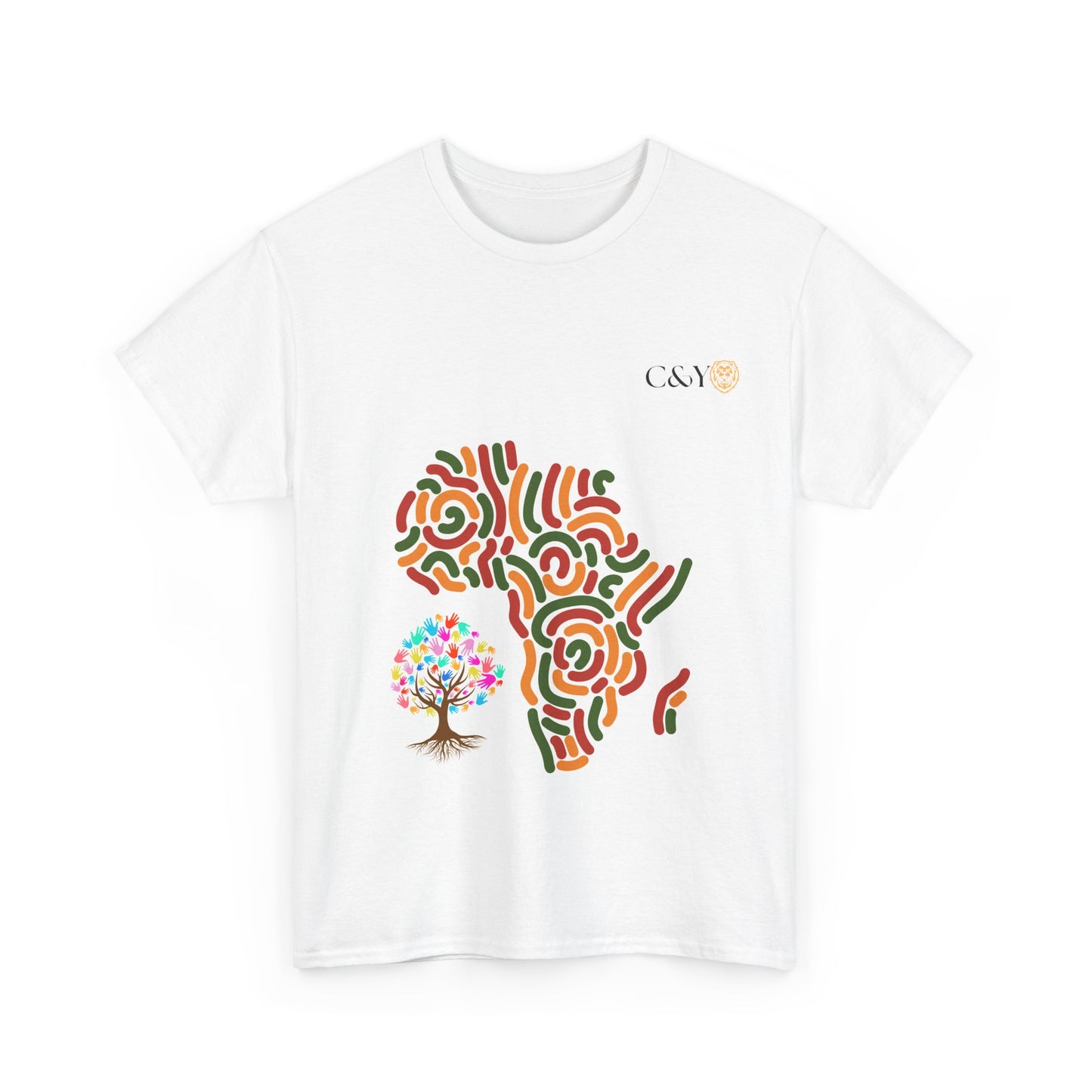 T-shirt unisexe “African Culture” en coton épais – Motif d’arbre coloré, style ethnique vibrant