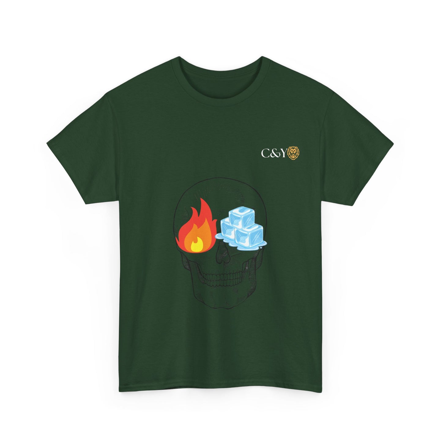 T-shirt “Skull Fire & Ice” – Coton épais unisexe, streetwear graphique