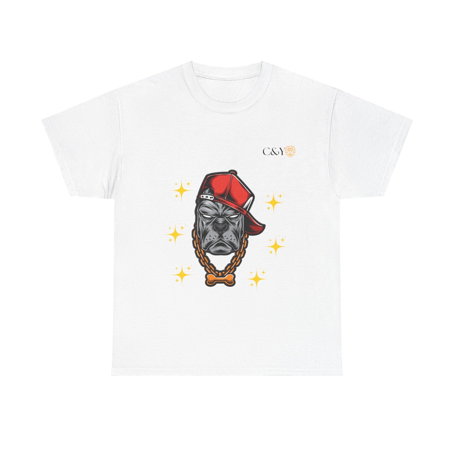 T-shirt graphique “Playful Dog” – Coton épais unisexe, cadeau idéal pour les amoureux des chiens, style casual & streetwear