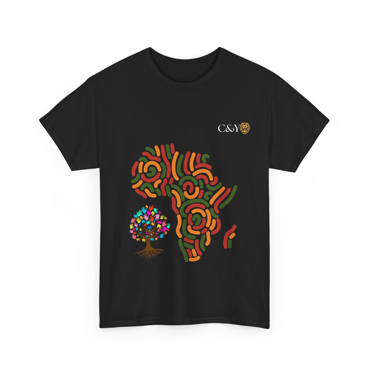 T-shirt unisexe “African Culture” en coton épais – Motif d’arbre coloré, style ethnique vibrant