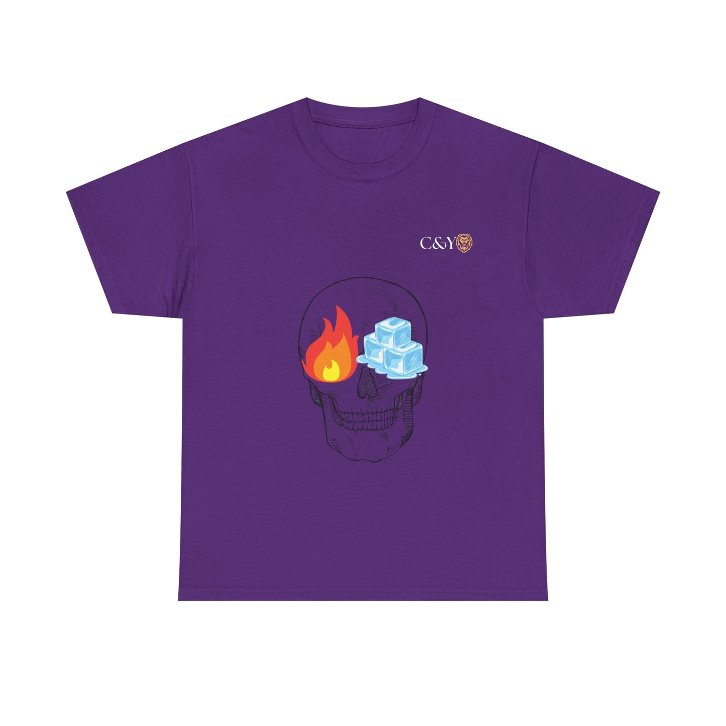 T-shirt “Skull Fire & Ice” – Coton épais unisexe, streetwear graphique