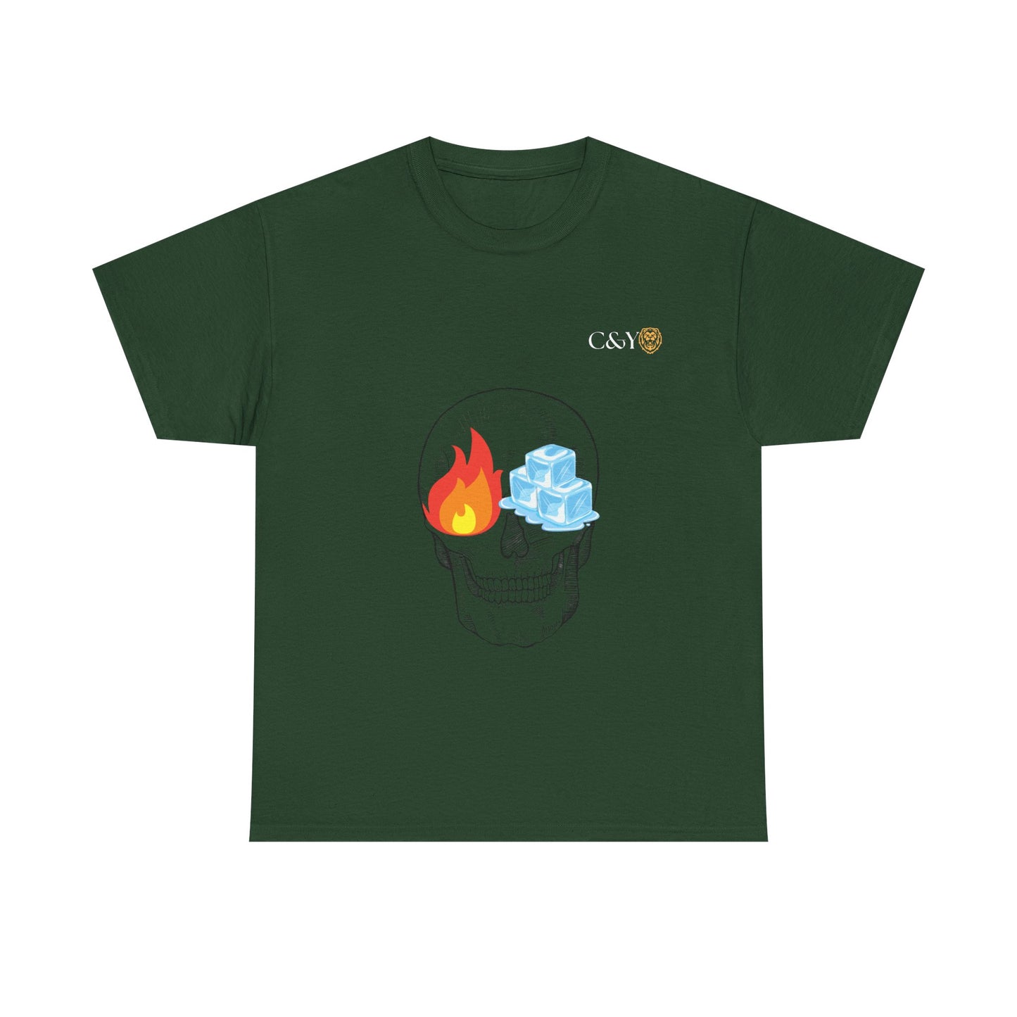 T-shirt “Skull Fire & Ice” – Coton épais unisexe, streetwear graphique