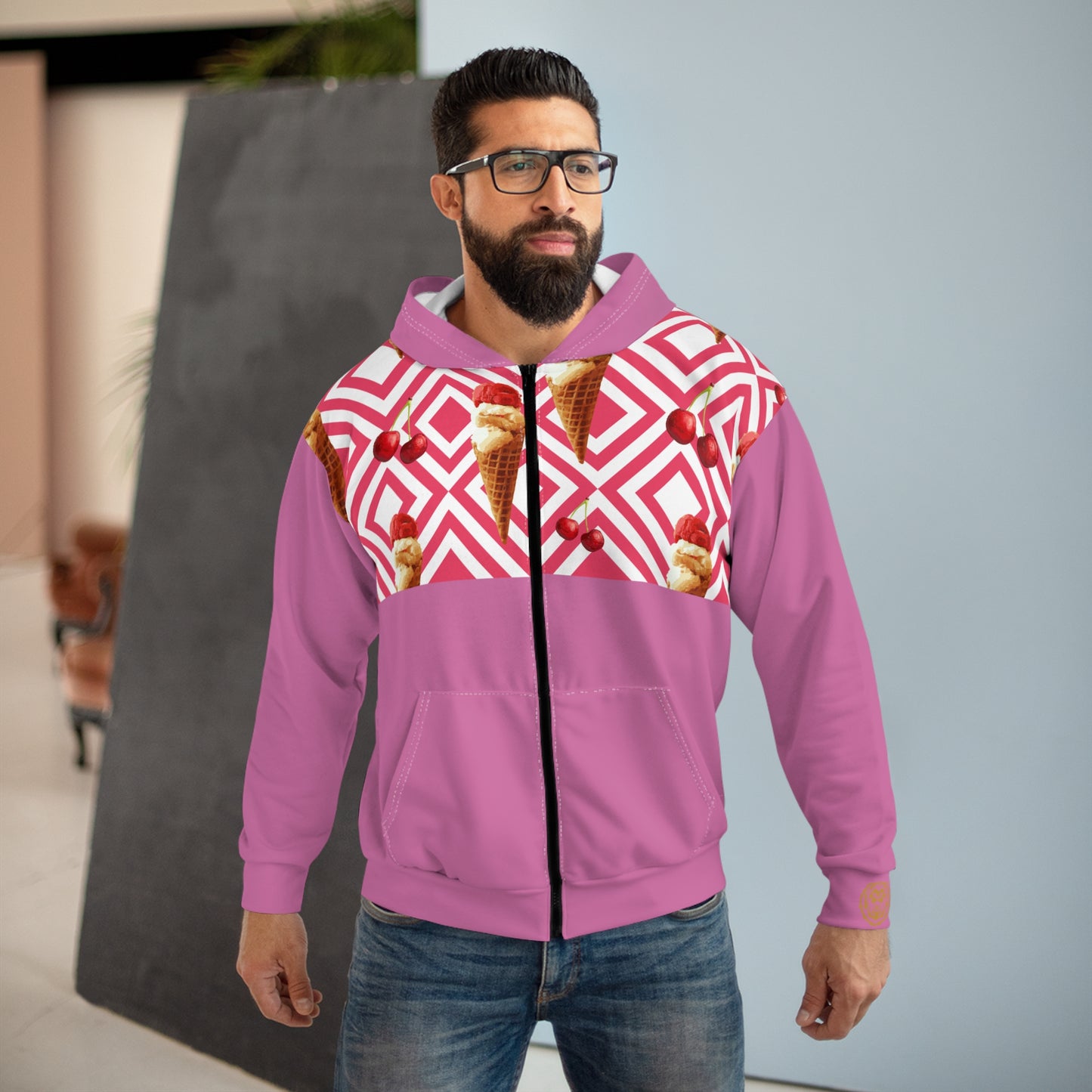 Unisex Zip Hoodie Cherry Ice – Douceur givrée