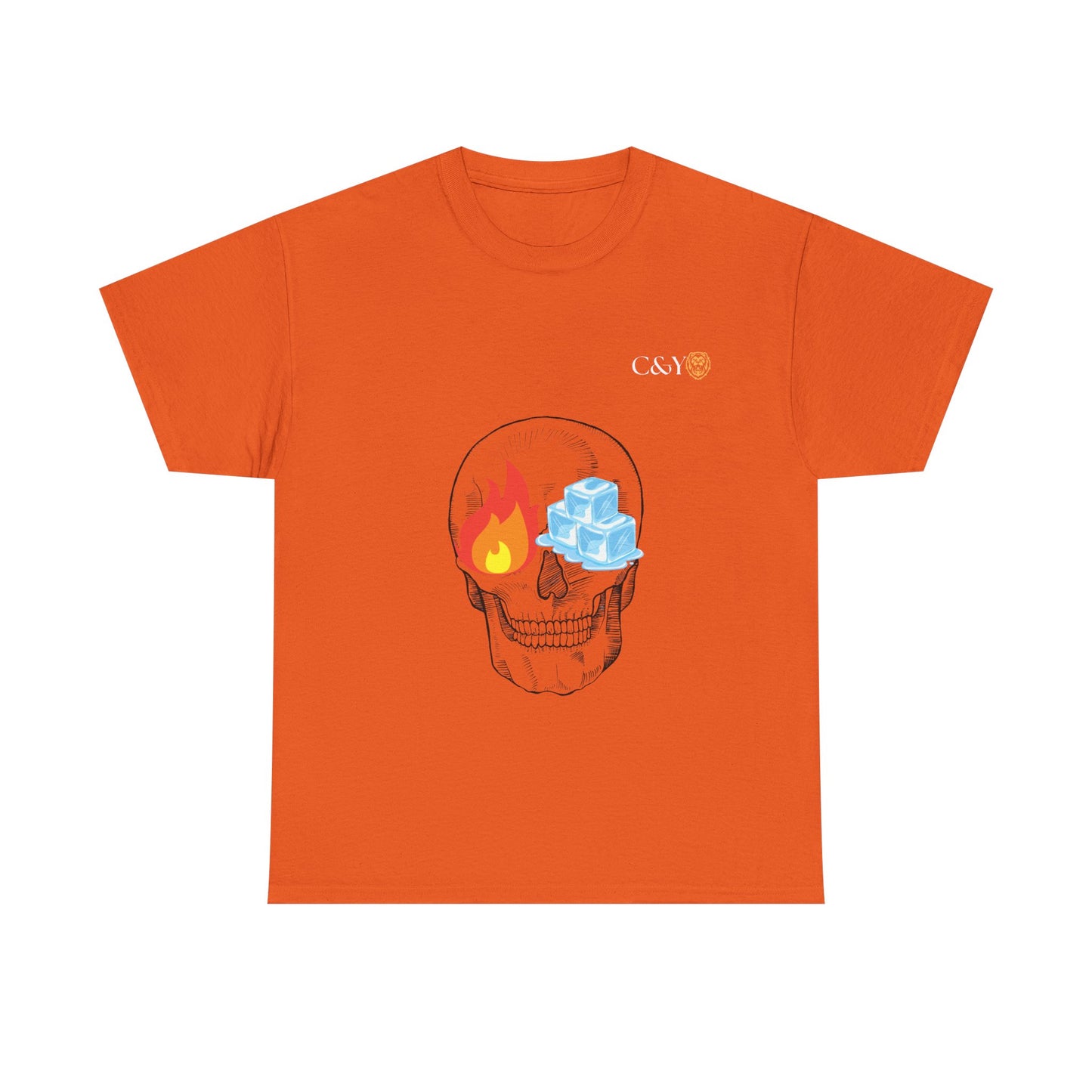 T-shirt “Skull Fire & Ice” – Coton épais unisexe, streetwear graphique