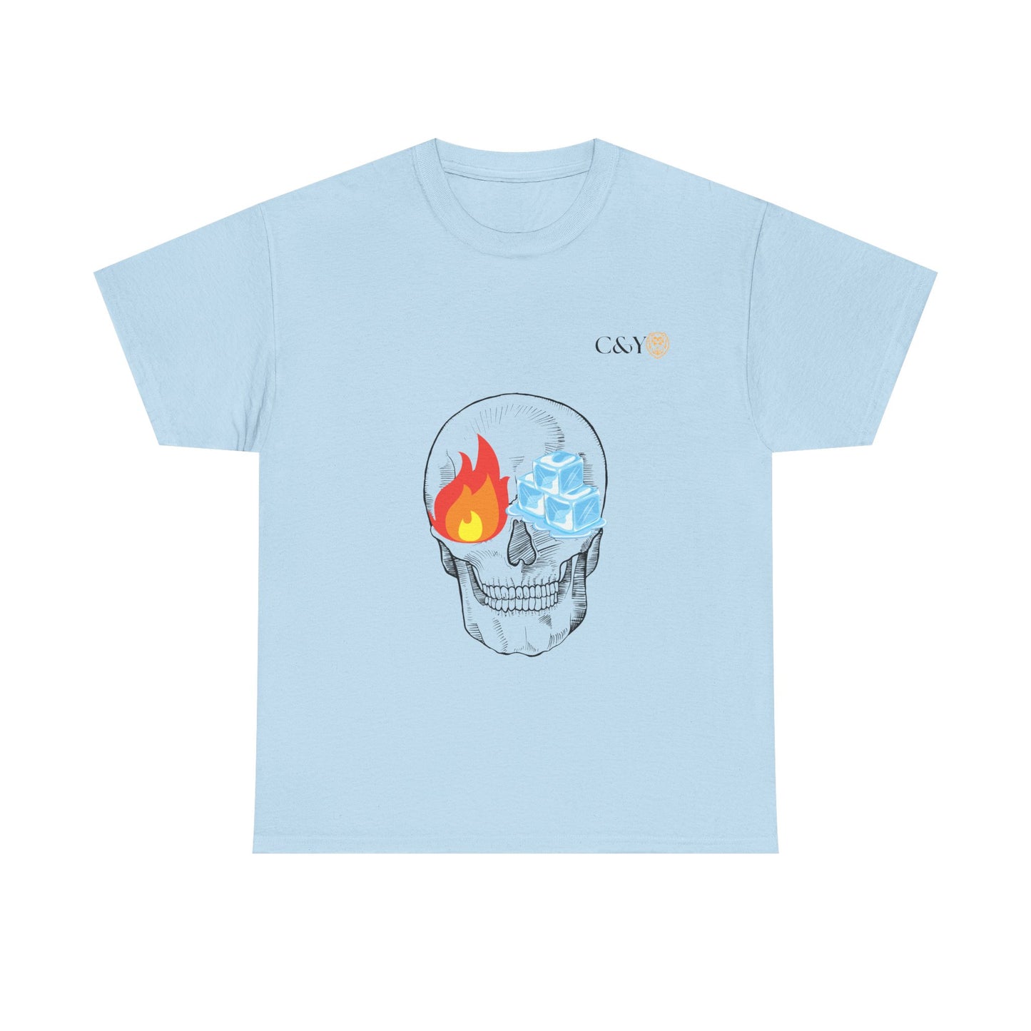 T-shirt “Skull Fire & Ice” – Coton épais unisexe, streetwear graphique