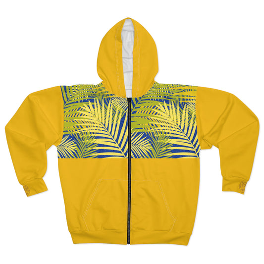 Unisex Zip Hoodie Tropical Vibes” – Jaune soleil