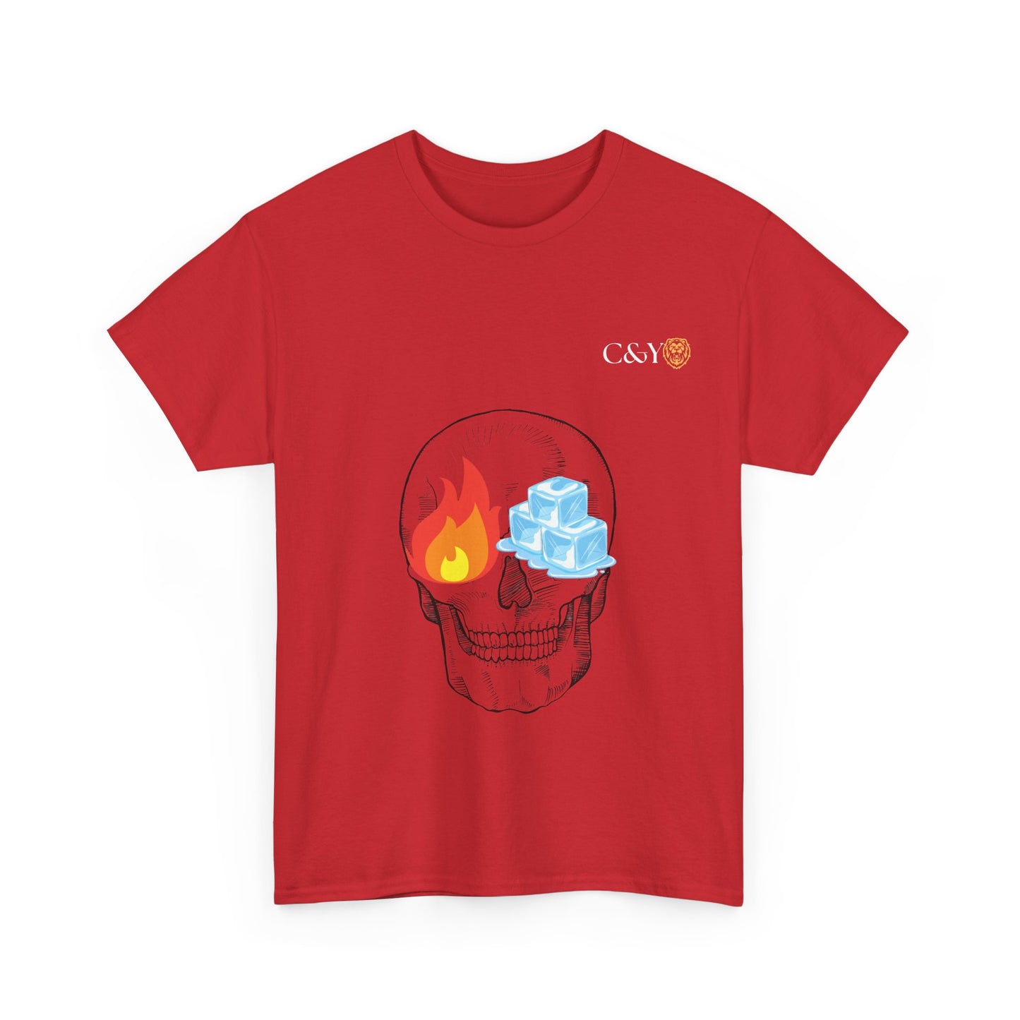 T-shirt “Skull Fire & Ice” – Coton épais unisexe, streetwear graphique