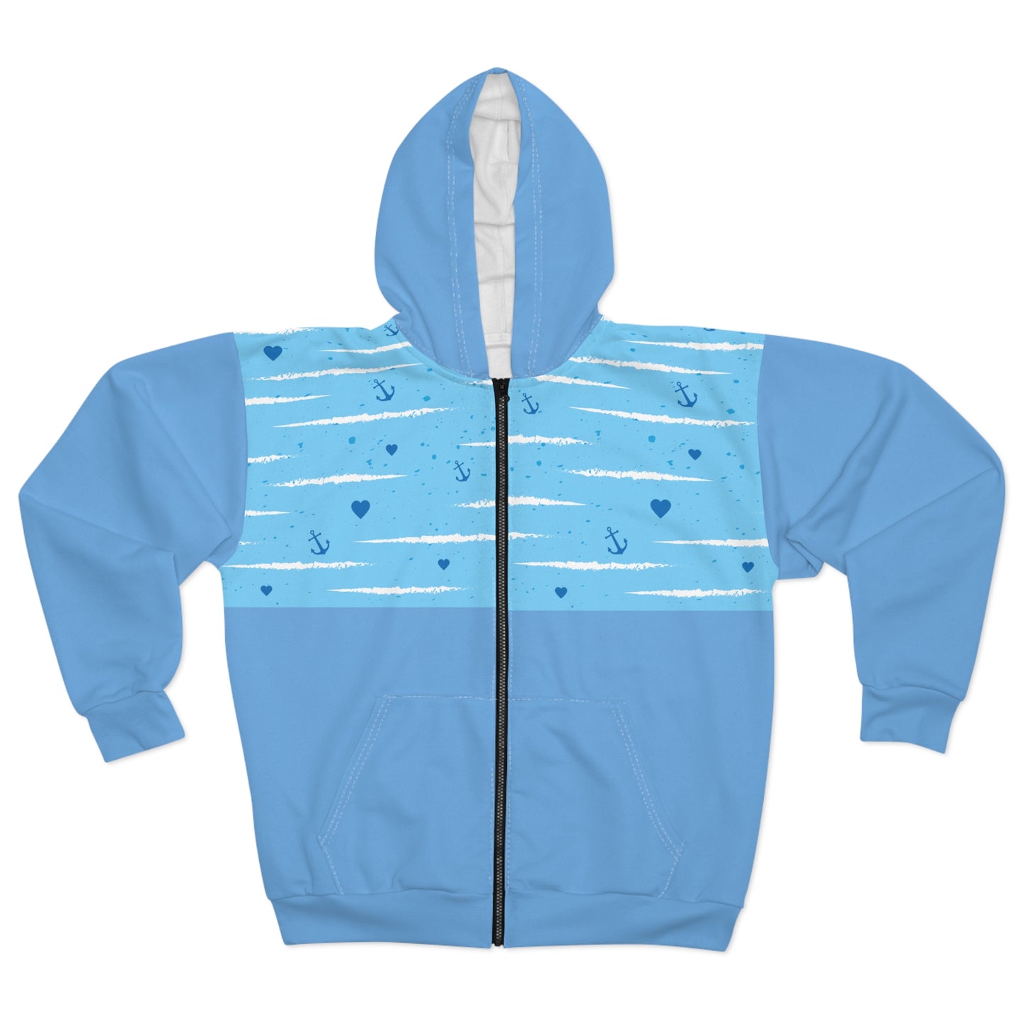 Ocean-Inspired Unisex Zip Hoodie, Nautical Apparel
