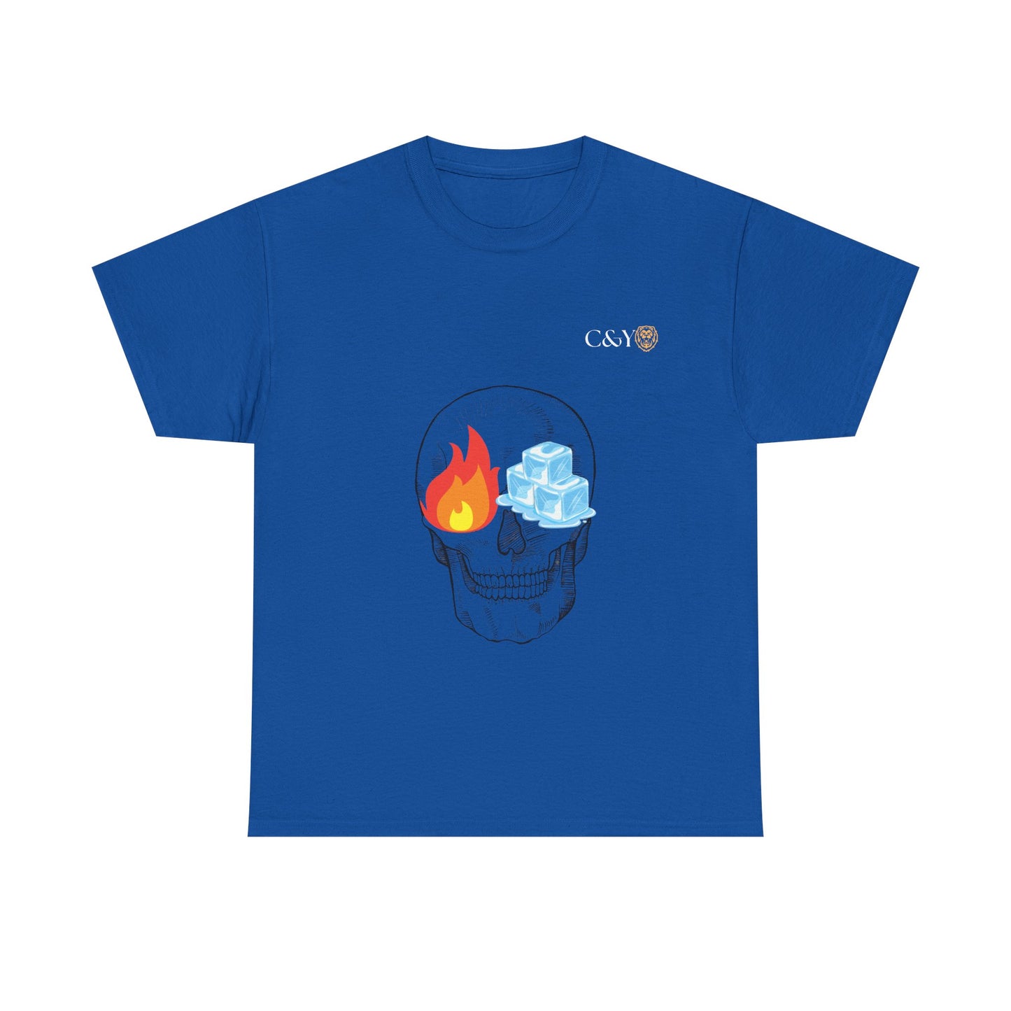 T-shirt “Skull Fire & Ice” – Coton épais unisexe, streetwear graphique