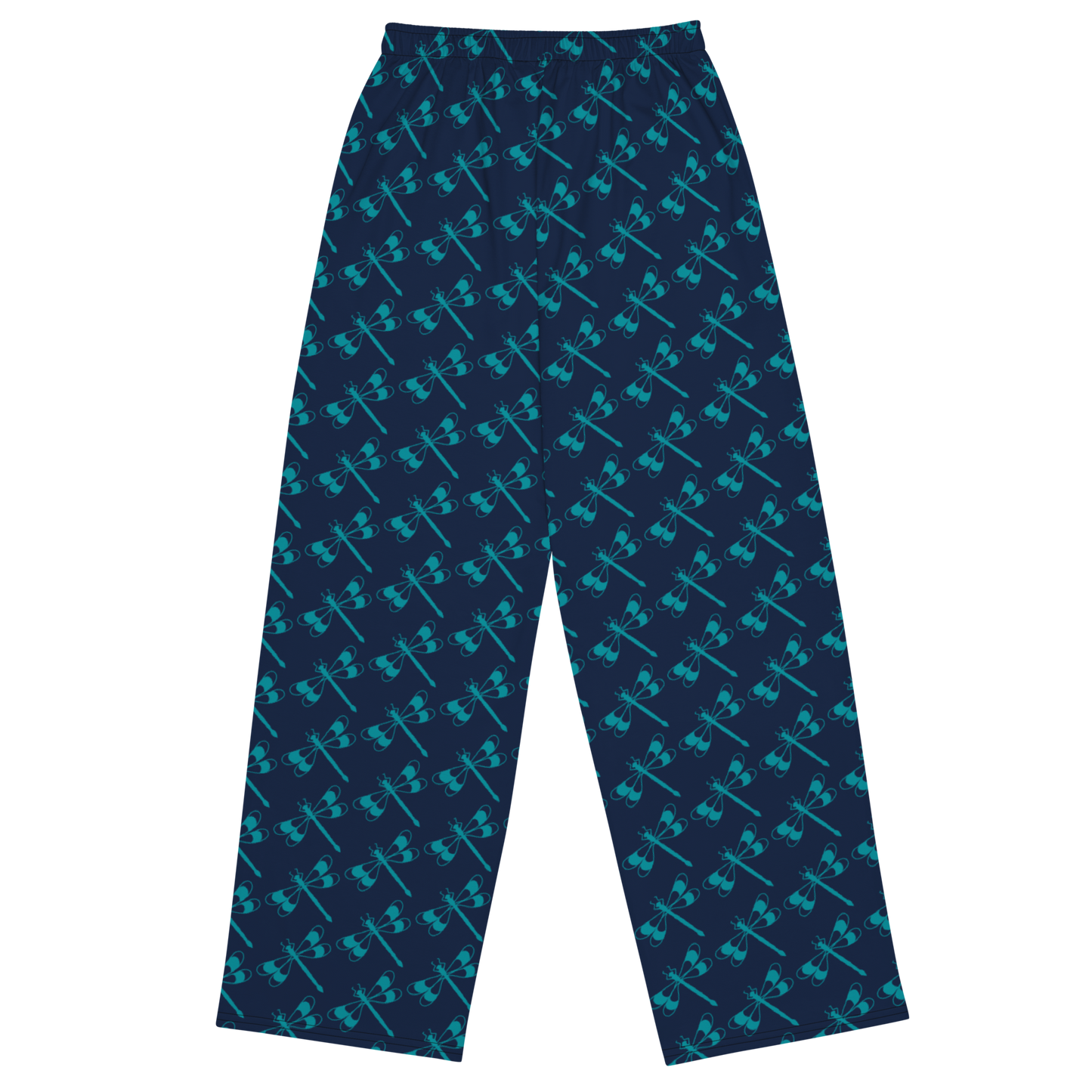 Pantalon large all over unisexe Dragonfly Dream – Bleu nuit & insectes célestes