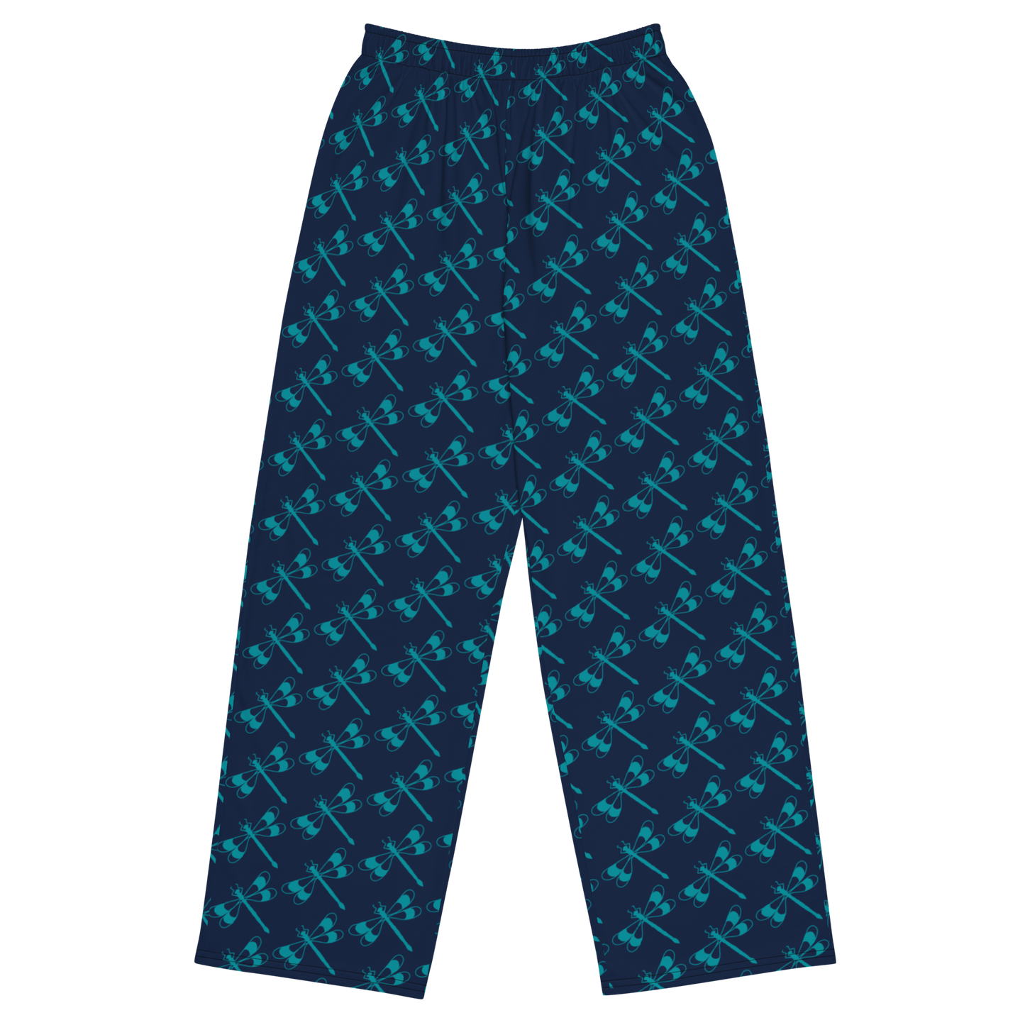 Pantalon large all over unisexe Dragonfly Dream – Bleu nuit & insectes célestes