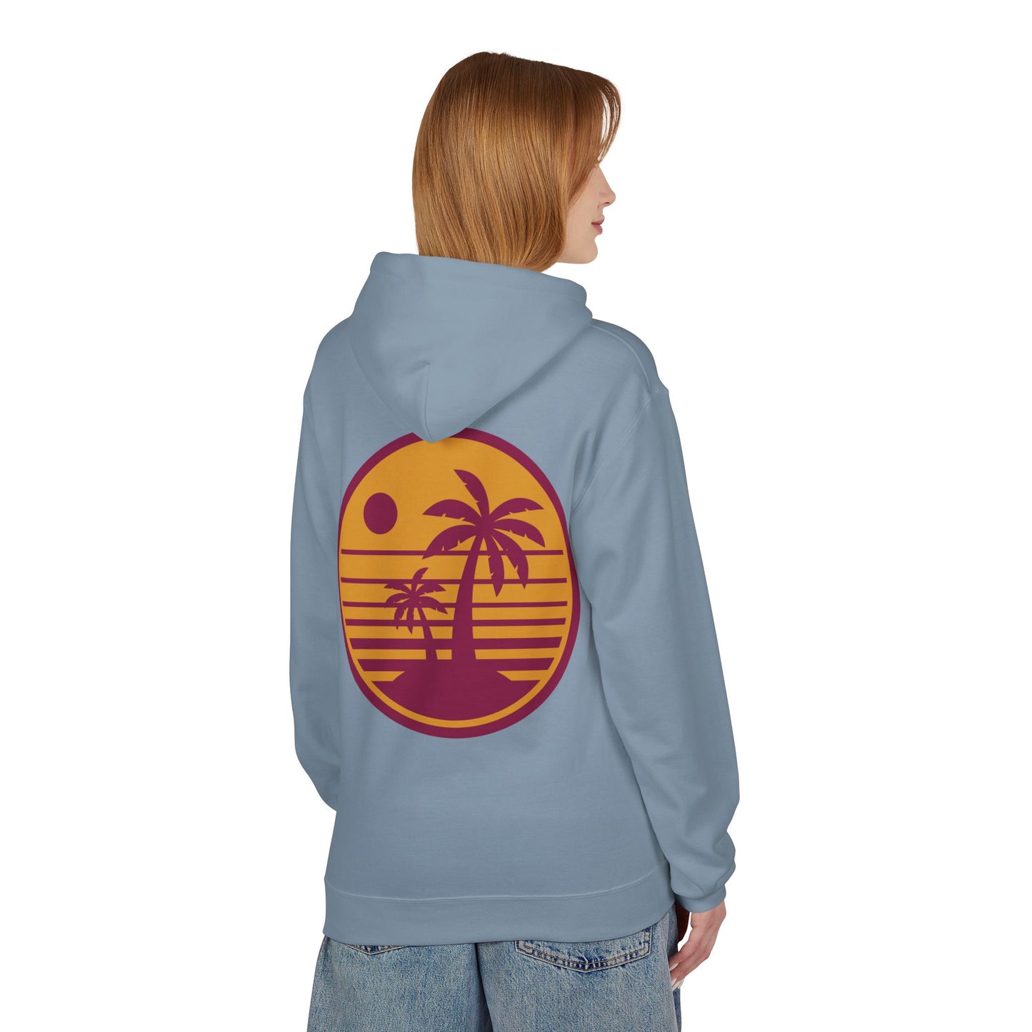Sweat à capuche “Tropical Sunset” – Polaire unisexe confortable, esprit plage et tenue casual