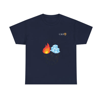 T-shirt “Skull Fire & Ice” – Coton épais unisexe, streetwear graphique
