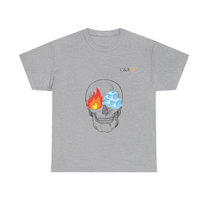T-shirt “Skull Fire & Ice” – Coton épais unisexe, streetwear graphique