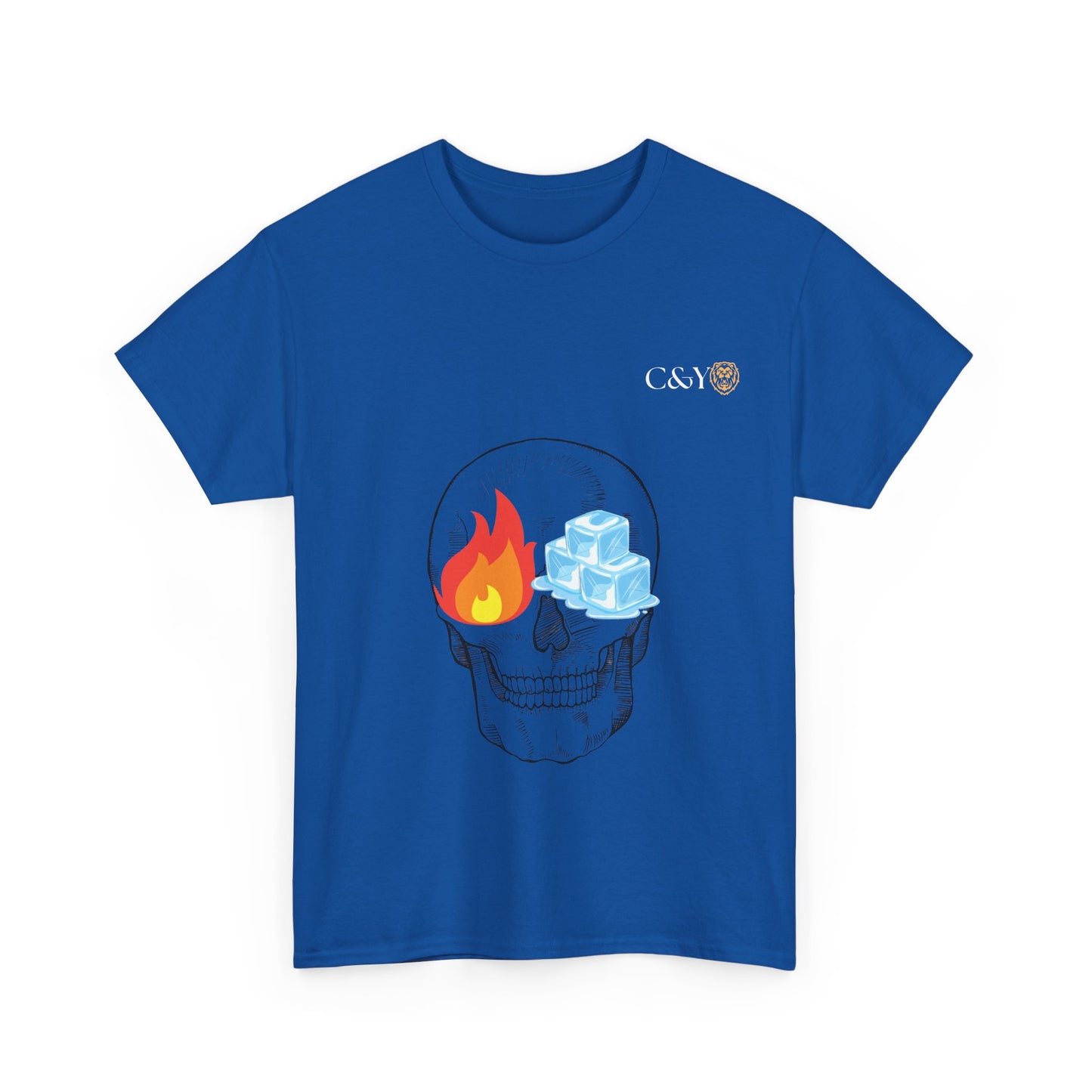 T-shirt “Skull Fire & Ice” – Coton épais unisexe, streetwear graphique