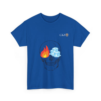 T-shirt “Skull Fire & Ice” – Coton épais unisexe, streetwear graphique