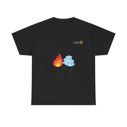 T-shirt “Skull Fire & Ice” – Coton épais unisexe, streetwear graphique