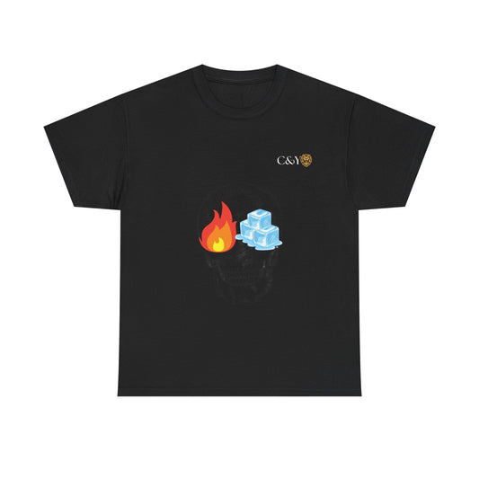T-shirt “Skull Fire & Ice” – Coton épais unisexe, streetwear graphique