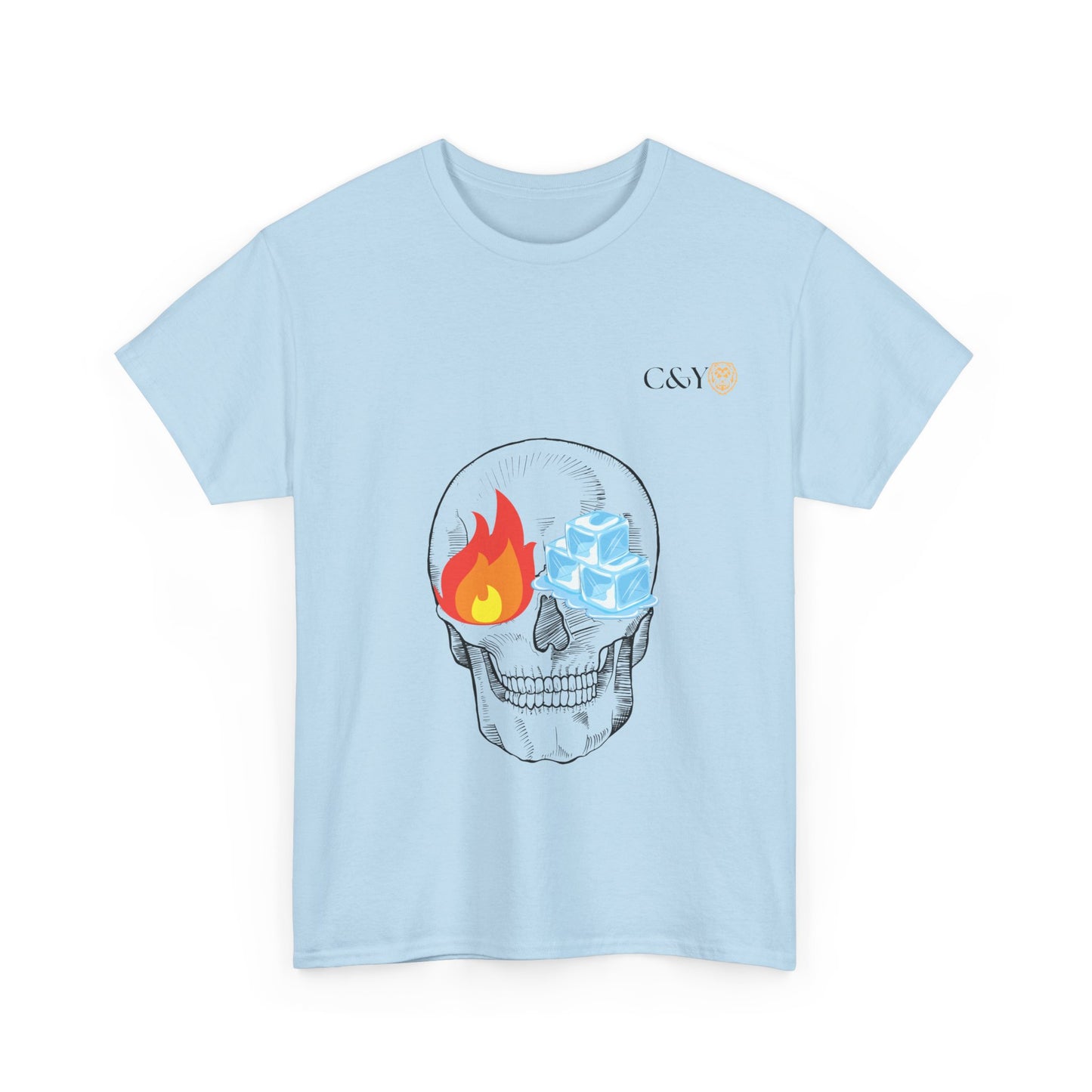 T-shirt “Skull Fire & Ice” – Coton épais unisexe, streetwear graphique
