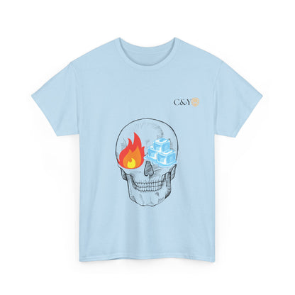 T-shirt “Skull Fire & Ice” – Coton épais unisexe, streetwear graphique