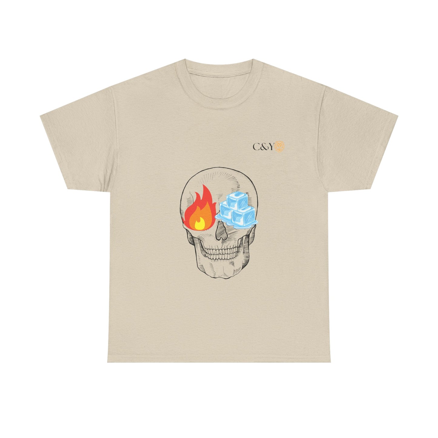 T-shirt “Skull Fire & Ice” – Coton épais unisexe, streetwear graphique