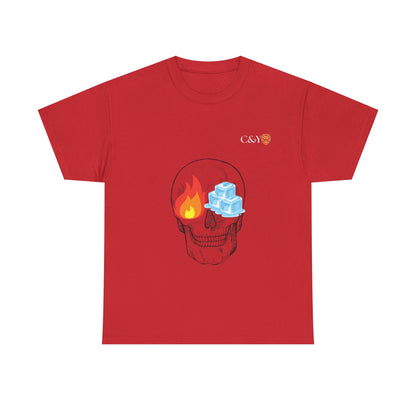 T-shirt “Skull Fire & Ice” – Coton épais unisexe, streetwear graphique