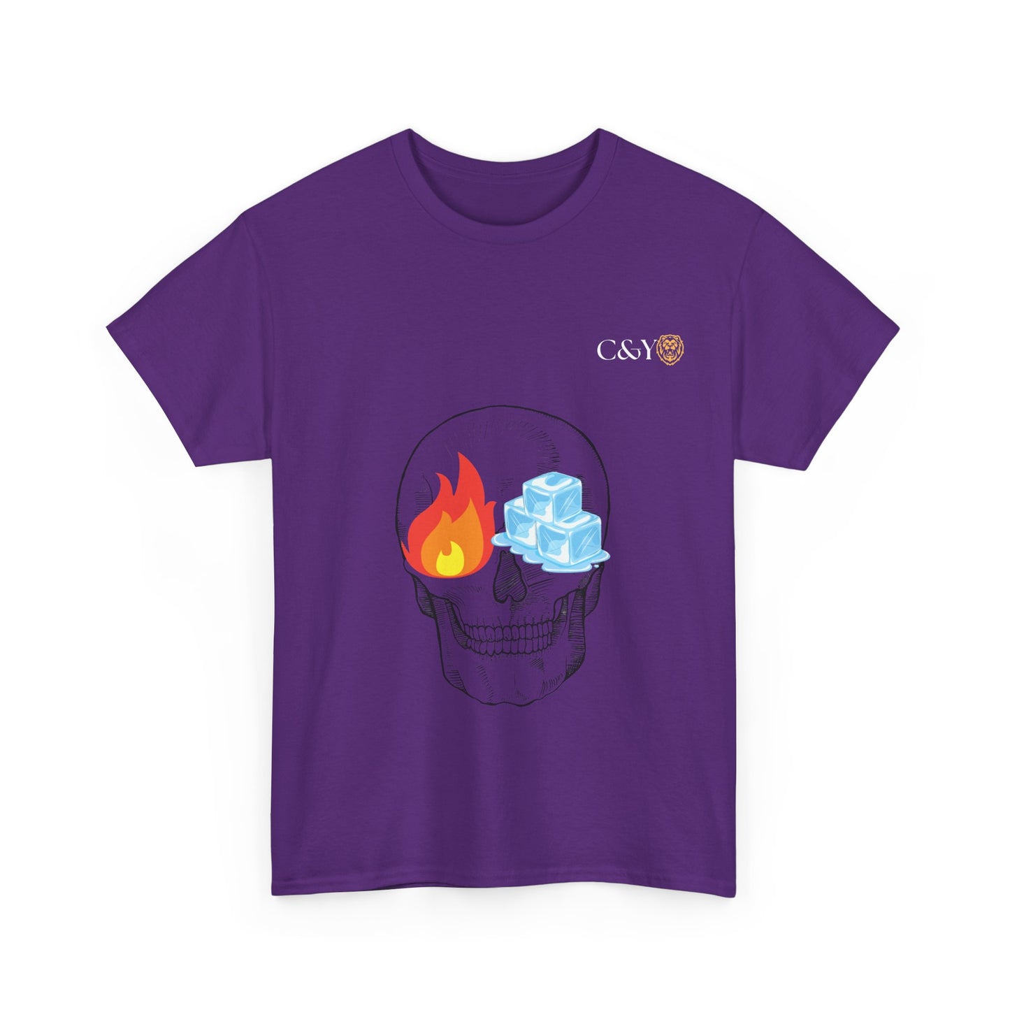T-shirt “Skull Fire & Ice” – Coton épais unisexe, streetwear graphique