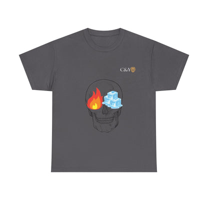 T-shirt “Skull Fire & Ice” – Coton épais unisexe, streetwear graphique