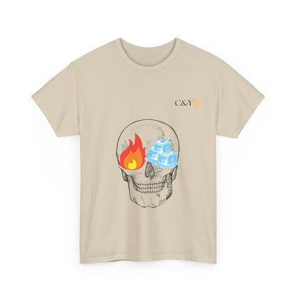 T-shirt “Skull Fire & Ice” – Coton épais unisexe, streetwear graphique