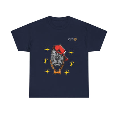 T-shirt graphique “Playful Dog” – Coton épais unisexe, cadeau idéal pour les amoureux des chiens, style casual & streetwear