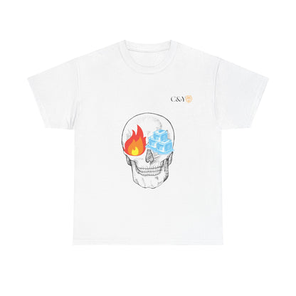 T-shirt “Skull Fire & Ice” – Coton épais unisexe, streetwear graphique