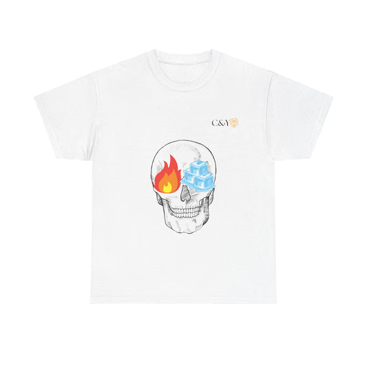 T-shirt “Skull Fire & Ice” – Coton épais unisexe, streetwear graphique