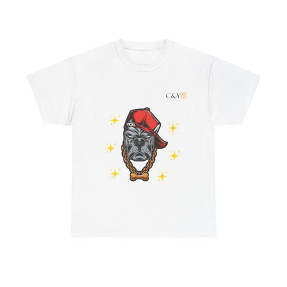 T-shirt graphique “Playful Dog” – Coton épais unisexe, cadeau idéal pour les amoureux des chiens, style casual & streetwear