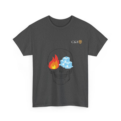 T-shirt “Skull Fire & Ice” – Coton épais unisexe, streetwear graphique