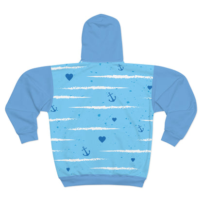 Ocean-Inspired Unisex Zip Hoodie, Nautical Apparel