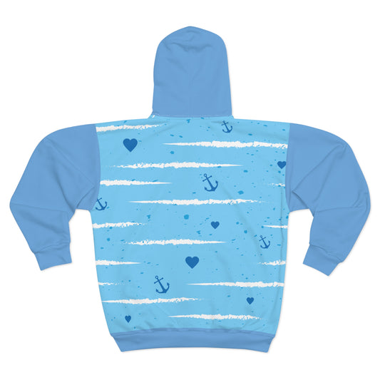 Ocean-Inspired Unisex Zip Hoodie, Nautical Apparel