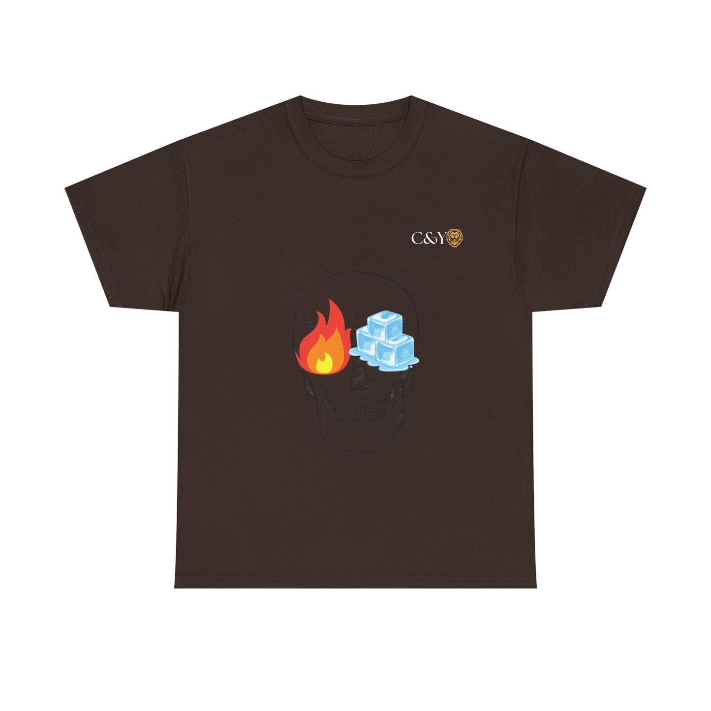 T-shirt “Skull Fire & Ice” – Coton épais unisexe, streetwear graphique
