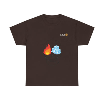 T-shirt “Skull Fire & Ice” – Coton épais unisexe, streetwear graphique