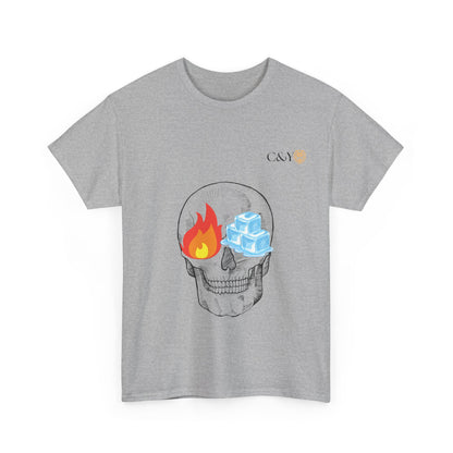 T-shirt “Skull Fire & Ice” – Coton épais unisexe, streetwear graphique