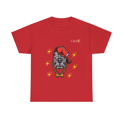 T-shirt graphique “Playful Dog” – Coton épais unisexe, cadeau idéal pour les amoureux des chiens, style casual & streetwear