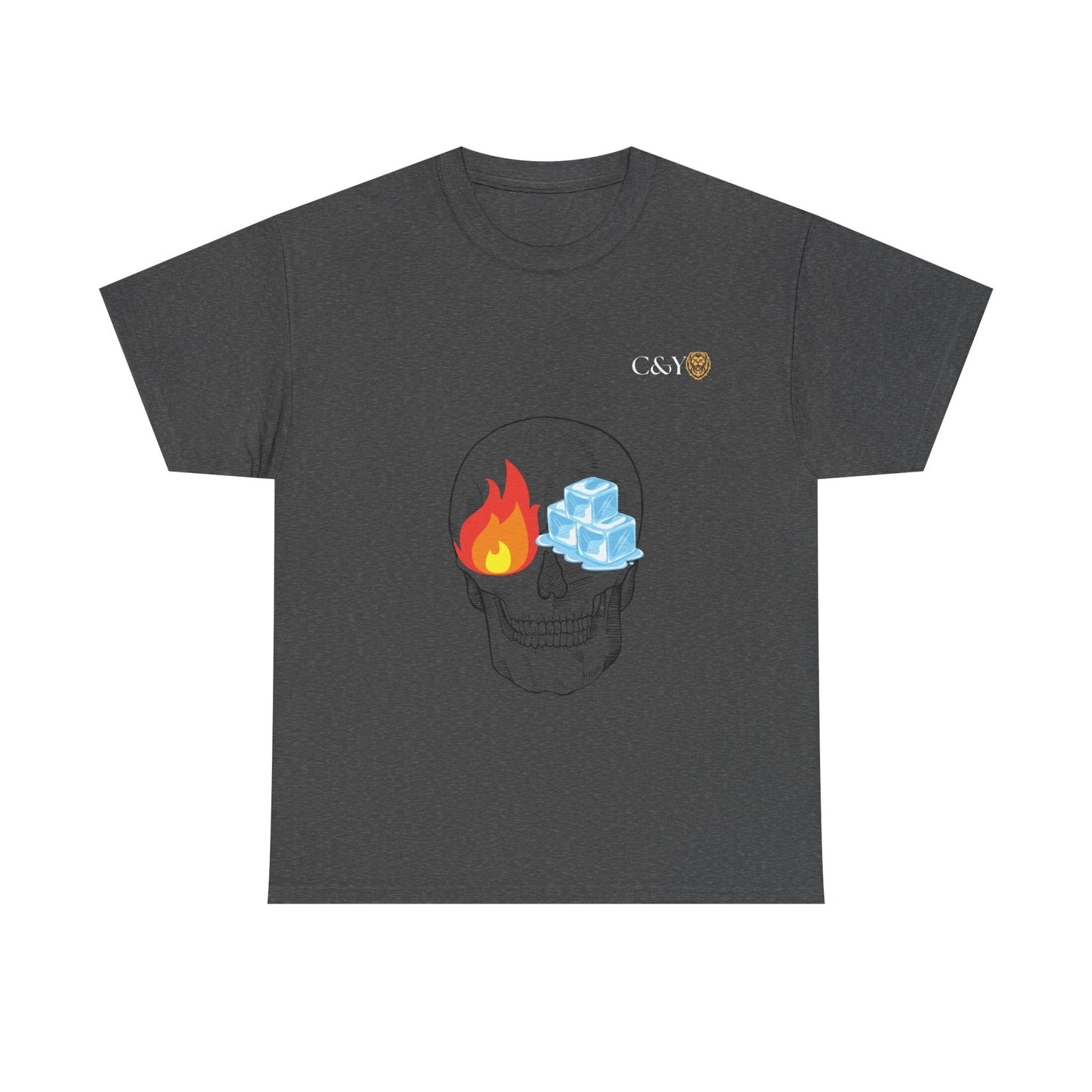 T-shirt “Skull Fire & Ice” – Coton épais unisexe, streetwear graphique