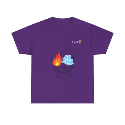 T-shirt “Skull Fire & Ice” – Coton épais unisexe, streetwear graphique