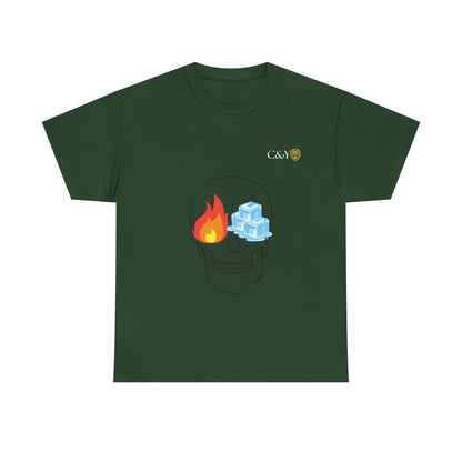 T-shirt “Skull Fire & Ice” – Coton épais unisexe, streetwear graphique
