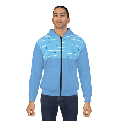 Ocean-Inspired Unisex Zip Hoodie, Nautical Apparel