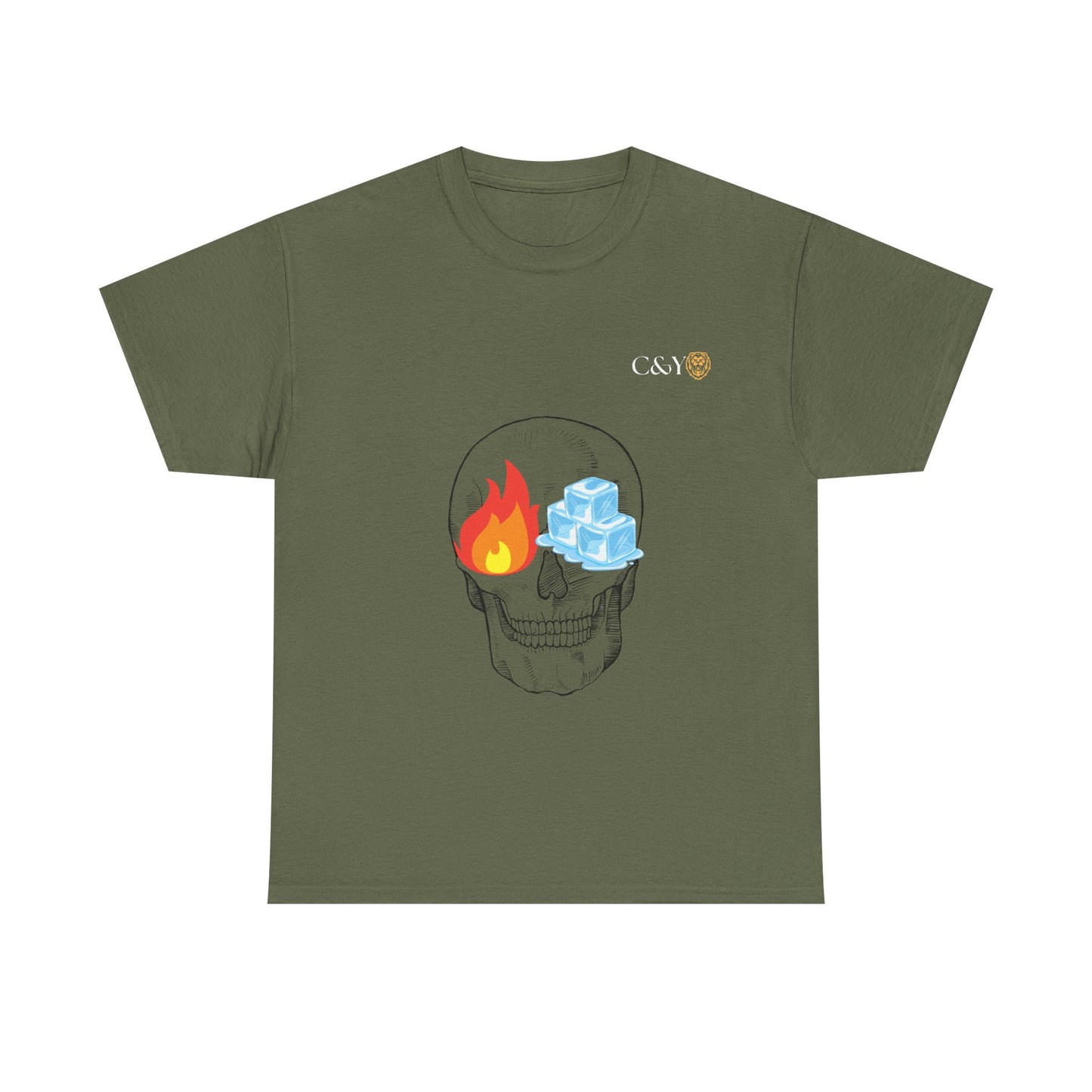 T-shirt “Skull Fire & Ice” – Coton épais unisexe, streetwear graphique